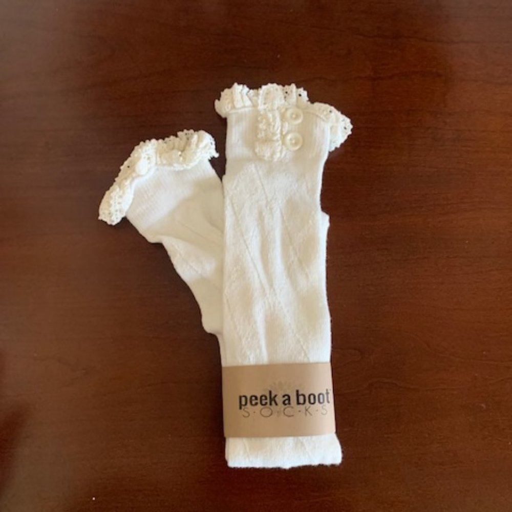 Never worn Peek a Boot Socks - Ivory